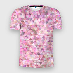 Мужская спорт-футболка Абстрактное множество розовых и фиолетовых треугол
