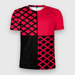 Мужская спорт-футболка Черно-красный геометрический узор
