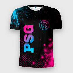 Футболка спортивная мужская PSG - neon gradient: надпись, символ, цвет: 3D-принт