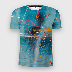 Мужская спорт-футболка Абстрактный голубой фон, тени и краски