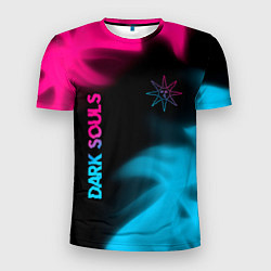 Футболка спортивная мужская Dark Souls - neon gradient: надпись, символ, цвет: 3D-принт