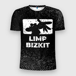 Футболка спортивная мужская Limp Bizkit с потертостями на темном фоне, цвет: 3D-принт