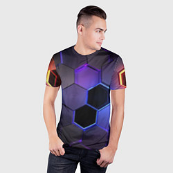 Футболка спортивная мужская Стеклянные цветные соты - текстура, цвет: 3D-принт — фото 2