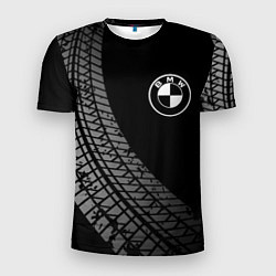 Футболка спортивная мужская BMW tire tracks, цвет: 3D-принт