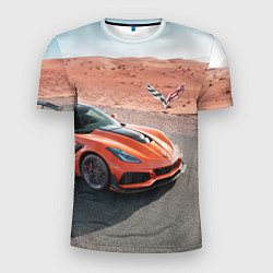 Футболка спортивная мужская Chevrolet Corvette - Motorsport - Desert, цвет: 3D-принт