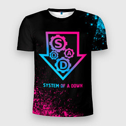 Футболка спортивная мужская System of a Down - neon gradient, цвет: 3D-принт