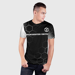 Футболка спортивная мужская Manchester United sport на темном фоне: символ све, цвет: 3D-принт — фото 2