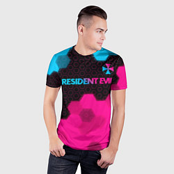 Футболка спортивная мужская Resident Evil - neon gradient: символ сверху, цвет: 3D-принт — фото 2