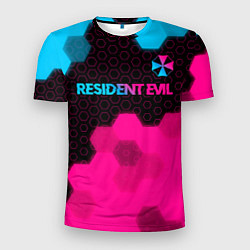 Мужская спорт-футболка Resident Evil - neon gradient: символ сверху