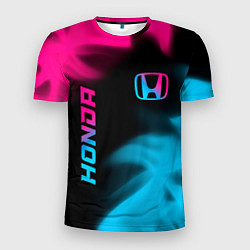 Мужская спорт-футболка Honda - neon gradient: надпись, символ
