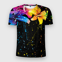 Мужская спорт-футболка Цветные лилии