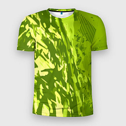 Футболка спортивная мужская Зеленый абстрактный камуфляж, цвет: 3D-принт