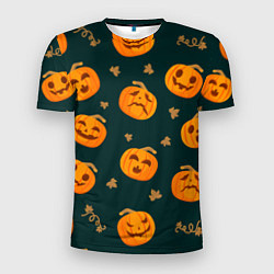 Мужская спорт-футболка Хэллоуинские тыквы