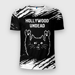 Футболка спортивная мужская Группа Hollywood Undead и рок кот, цвет: 3D-принт