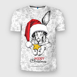 Мужская спорт-футболка Rabbit with cookies, merry Christmas