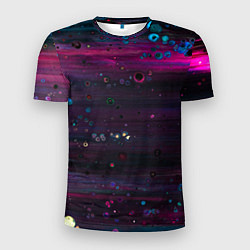 Футболка спортивная мужская Фиолетовые абстрактные волны и камни, цвет: 3D-принт