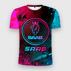 Мужская спорт-футболка Saab - neon gradient