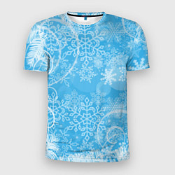 Мужская спорт-футболка Морозный узор на голубом стекле