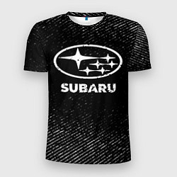 Футболка спортивная мужская Subaru с потертостями на темном фоне, цвет: 3D-принт