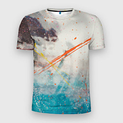 Мужская спорт-футболка Абстрактные мазки красок на тенях и тумане