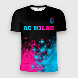Футболка спортивная мужская AC Milan - neon gradient: символ сверху, цвет: 3D-принт