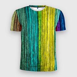 Мужская спорт-футболка Разноцветные полосы материала