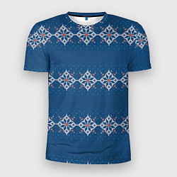 Мужская спорт-футболка Вязанный синий классический стиль