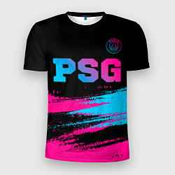 Футболка спортивная мужская PSG - neon gradient: символ сверху, цвет: 3D-принт