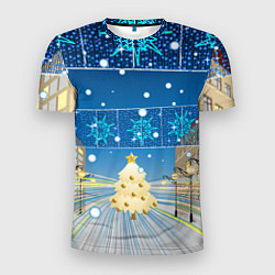 Мужская спорт-футболка Новогоднее настроение - ночной город