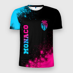 Мужская спорт-футболка Monaco - neon gradient: надпись, символ