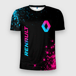 Мужская спорт-футболка Renault - neon gradient: надпись, символ