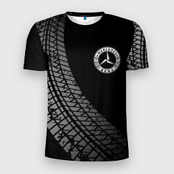 Футболка спортивная мужская Mercedes tire tracks, цвет: 3D-принт