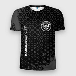 Мужская спорт-футболка Manchester City sport на темном фоне: надпись, сим