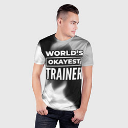 Футболка спортивная мужская Worlds okayest trainer - dark, цвет: 3D-принт — фото 2