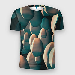 Мужская спорт-футболка Множество абстрактных летающих камней
