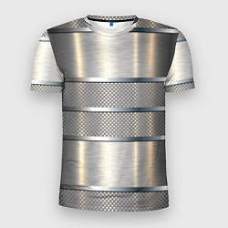 Мужская спорт-футболка Металлические полосы - текстура алюминия
