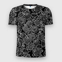 Мужская спорт-футболка Чайная роза: Черно белыи принт