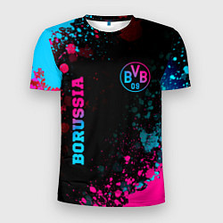 Мужская спорт-футболка Borussia - neon gradient: надпись, символ