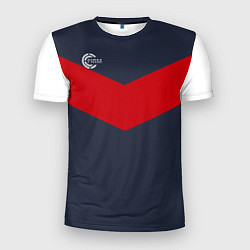 Мужская спорт-футболка FIRM темно-синий с красной полосой