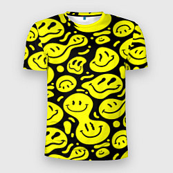 Мужская спорт-футболка Кислотный желтый смайлик