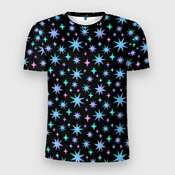 Мужская спорт-футболка Зимние цветные звезды
