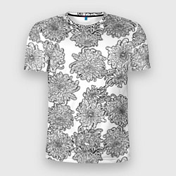 Мужская спорт-футболка Цветы хризантемы: линейный рисунок
