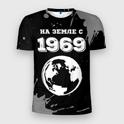 Футболка спортивная мужская На Земле с 1969: краска на темном, цвет: 3D-принт