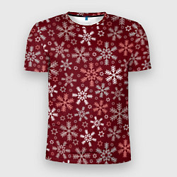 Мужская спорт-футболка Новогодний узор из снежинок