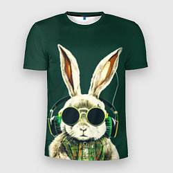Футболка спортивная мужская Заяц меломан, цвет: 3D-принт