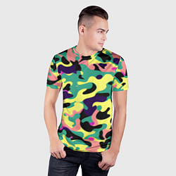 Футболка спортивная мужская Неоновый камуфляж, цвет: 3D-принт — фото 2