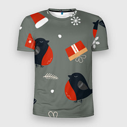 Мужская спорт-футболка Новогодние снегири