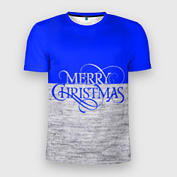 Мужская спорт-футболка Merry Christmas синий