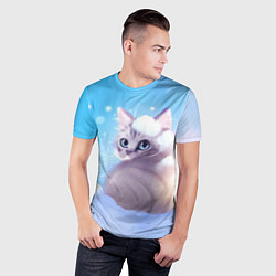 Футболка спортивная мужская Заснеженный котик, цвет: 3D-принт — фото 2