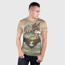 Футболка спортивная мужская Портрет волка в технике двойной экспозиции, цвет: 3D-принт — фото 2